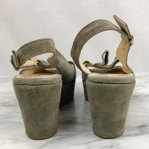 BUTTER Italian Made Gray Suede Platform Wedges 7.5 - Picture 7 of 9